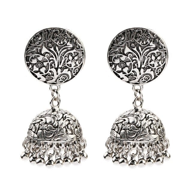Golden Tassel Jhumka Earrings, HXE331 1, One Size