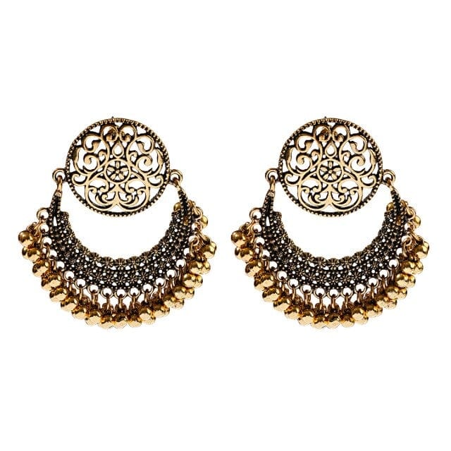 Golden Tassel Jhumka Earrings, HXE331 1, One Size
