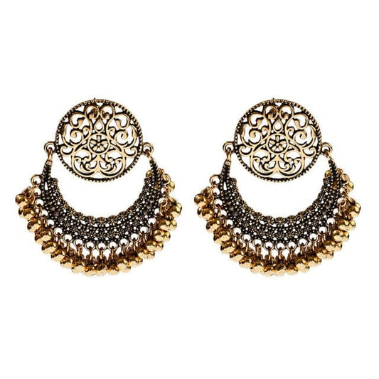 Golden Tassel Jhumka Earrings, HXE331 1, One Size