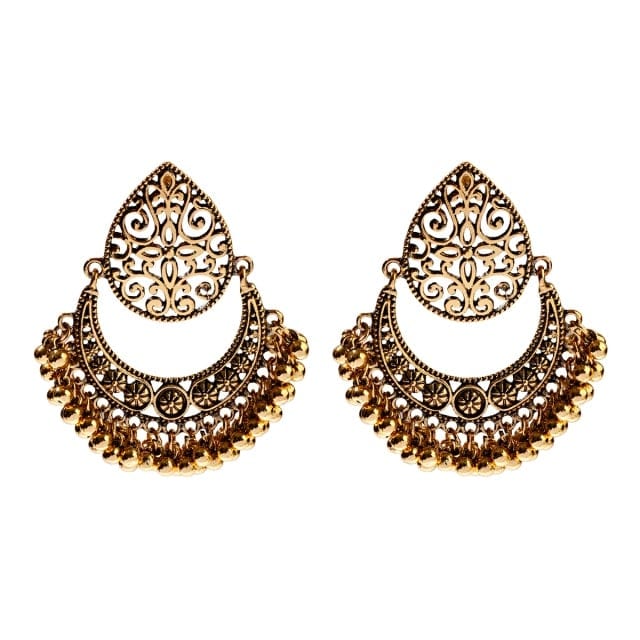 Golden Tassel Jhumka Earrings, HXE331 1, One Size