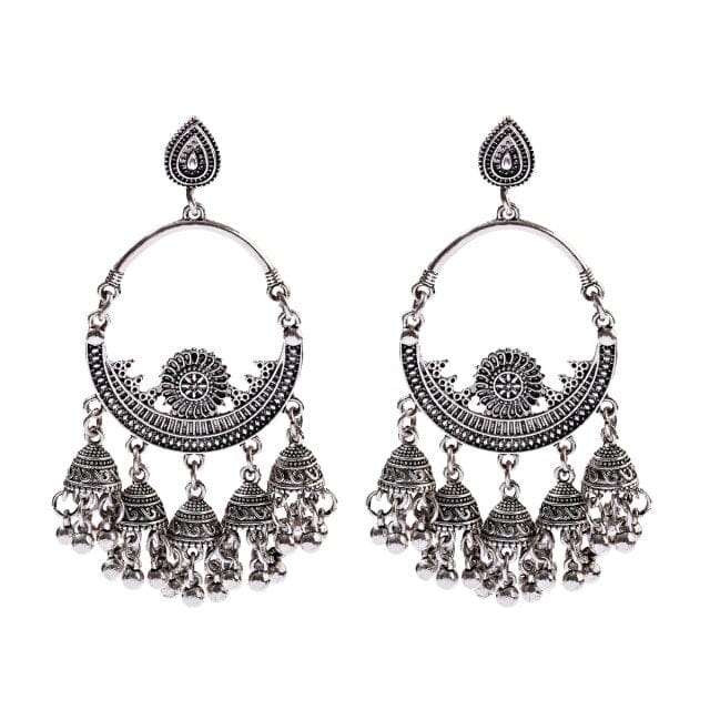 Golden Tassel Jhumka Earrings, HXE331 1, One Size