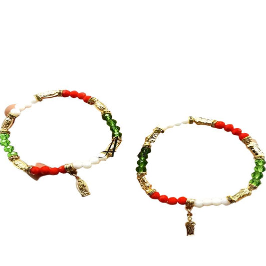 Mexican Tricolor Elastic String Charm Bracelet 12 St.Jude, One Size