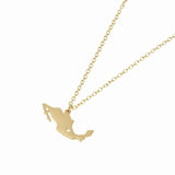 Mexico Map Necklace, Gold, One Size