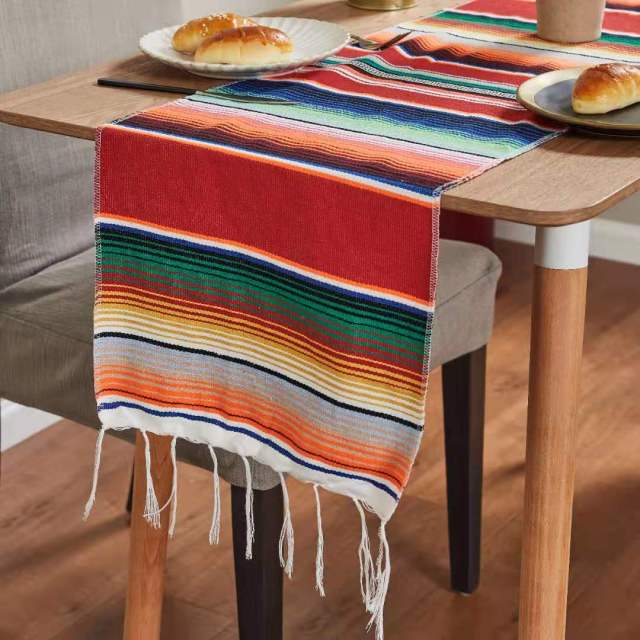 Rainbow Stripe Table Runner, Orange, 35x210cm