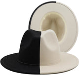 Two Tone Wide Brim Fedora Hats, Beige, 56-58cm