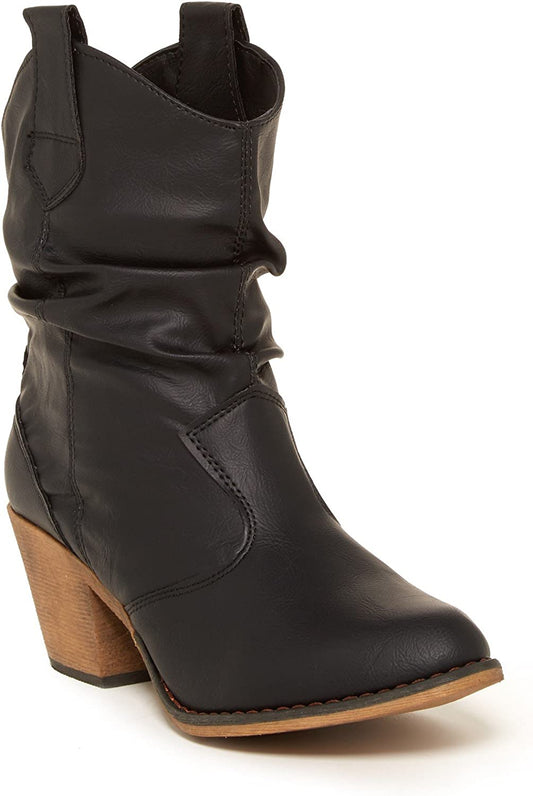 Charles Albert Women's Modern Western Cowboy Boot, Distressed Style with Pull Tabs, Size 6, Black – Stylish, Comfortable, and Easy to Wear
