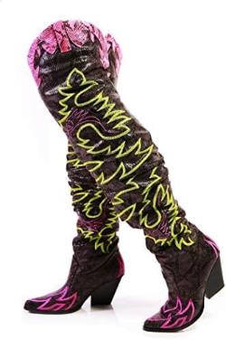 Cape Robbin Kelsey 21 Over-The-Knee Cowboy Boots For Women | Chunky Block Heel Western Cowgirl Fashion Boots , 6, Black, 6, Black