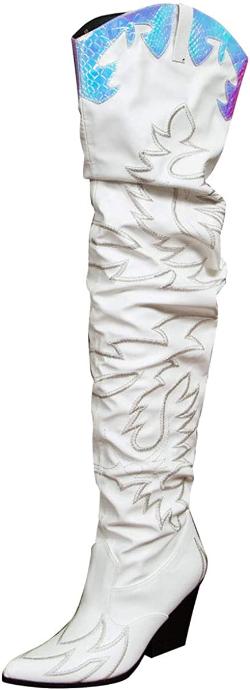 Cape Robbin Kelsey 21 Over-The-Knee Cowboy Boots For Women | Chunky Block Heel Western Cowgirl Fashion Boots , 6, Black, 6, Black