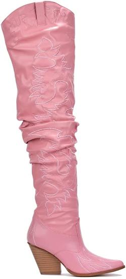 Cape Robbin Kelsey 21 Over-The-Knee Cowboy Boots For Women | Chunky Block Heel Western Cowgirl Fashion Boots , 6, Black, 6, Black