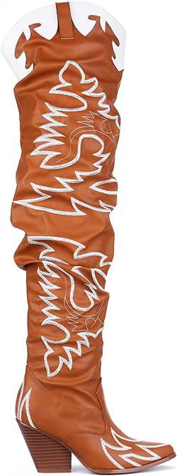 Cape Robbin Kelsey 21 Over-The-Knee Cowboy Boots For Women | Chunky Block Heel Western Cowgirl Fashion Boots , 6, Black, 6, Black