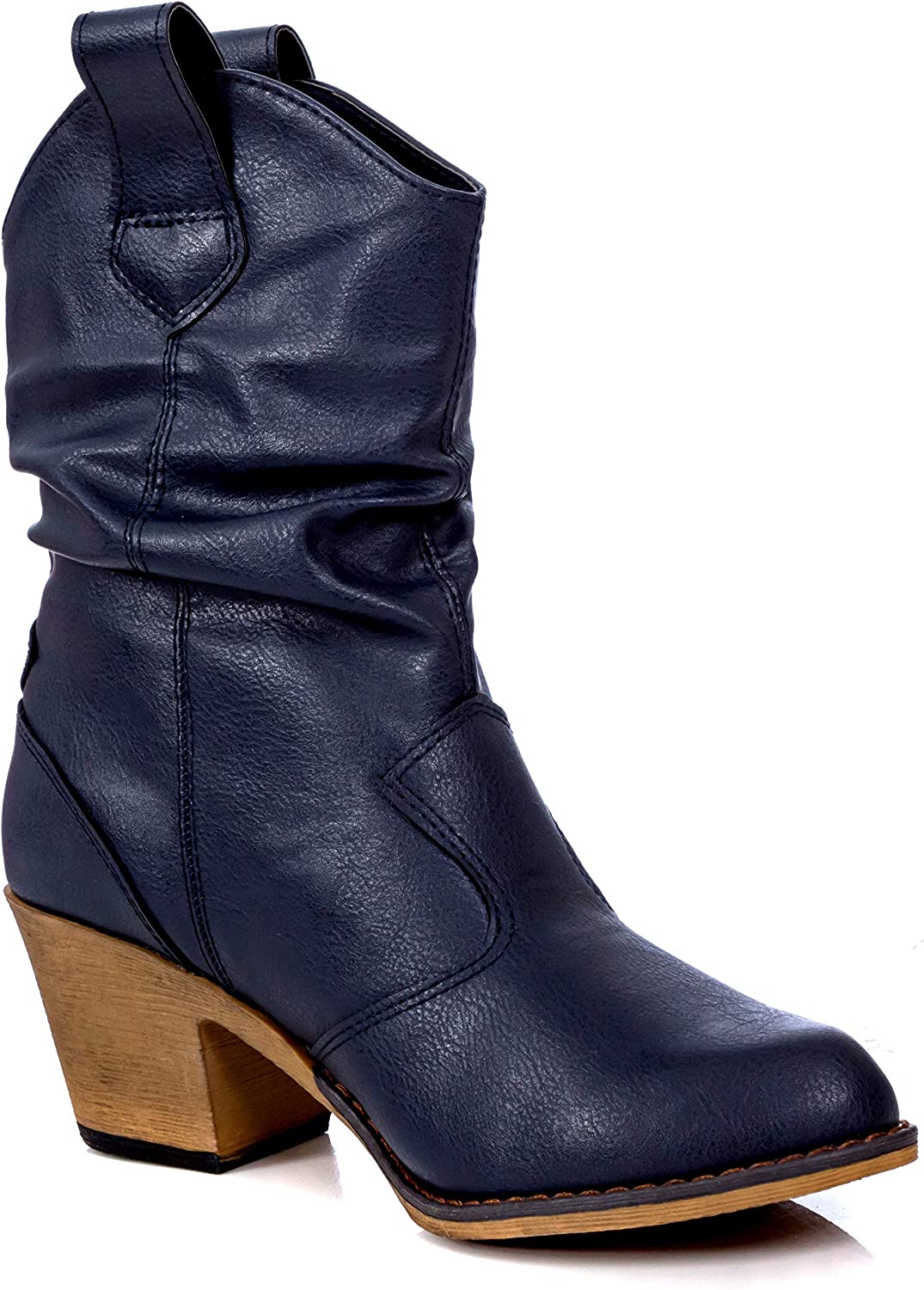 Charles Albert Women's Modern Western Cowboy Boot, Distressed Style with Pull Tabs, Size 6, Black – Stylish, Comfortable, and Easy to Wear