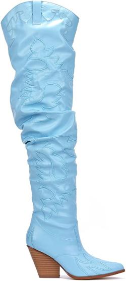 Cape Robbin Kelsey 21 Over-The-Knee Cowboy Boots For Women | Chunky Block Heel Western Cowgirl Fashion Boots , 6, Black, 6, Black