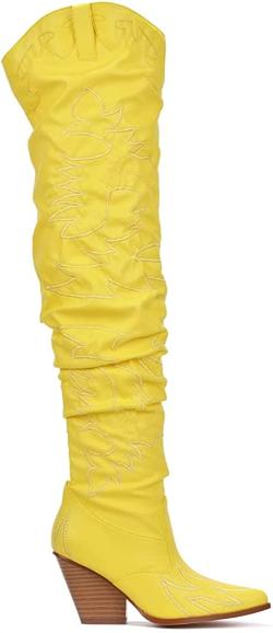 Cape Robbin Kelsey 21 Over-The-Knee Cowboy Boots For Women | Chunky Block Heel Western Cowgirl Fashion Boots , 6, Black, 6, Black