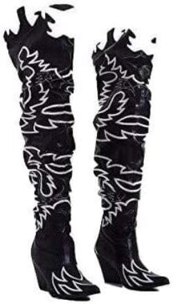 Cape Robbin Kelsey 21 Over-The-Knee Cowboy Boots For Women | Chunky Block Heel Western Cowgirl Fashion Boots , 6, Black, 6, Black