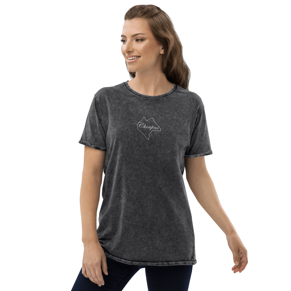 Chiapas Unisex Denim T Shirt, S, Black