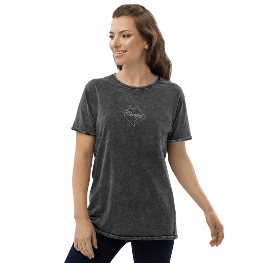 Chiapas Unisex Denim T Shirt, S, Black