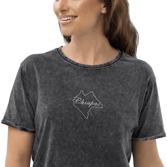 Chiapas Unisex Denim T Shirt, S, Black