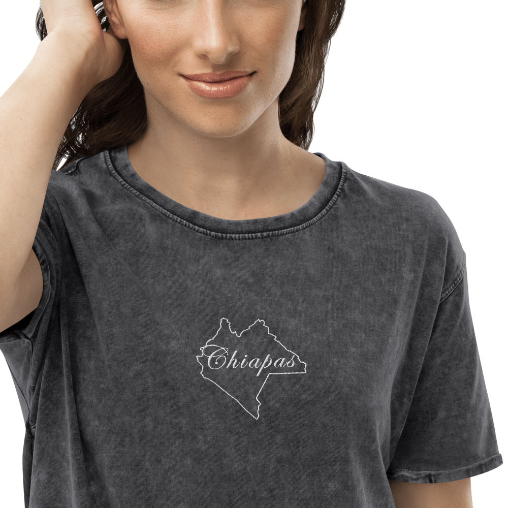 Chiapas Unisex Denim T Shirt, S, Black