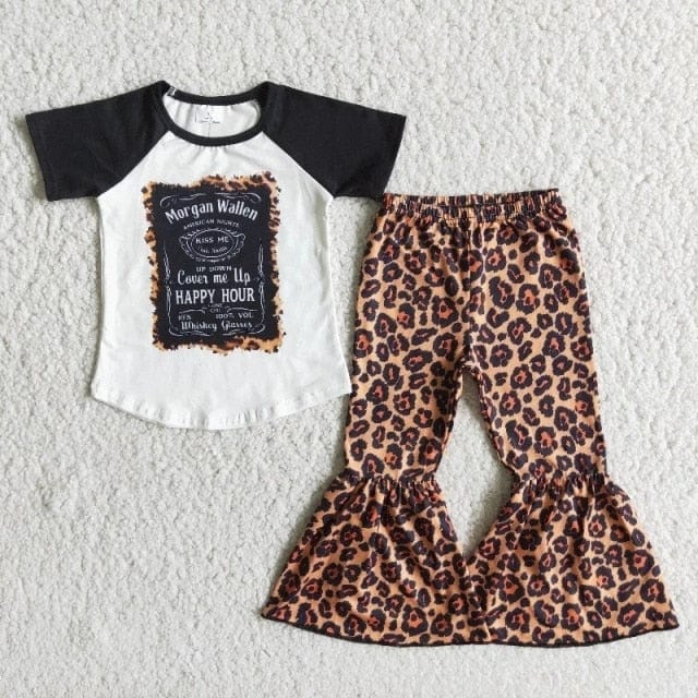 Kids Boutique - Baby Girls Singer Outfit, Red Shirt & Western Bell Pants Set