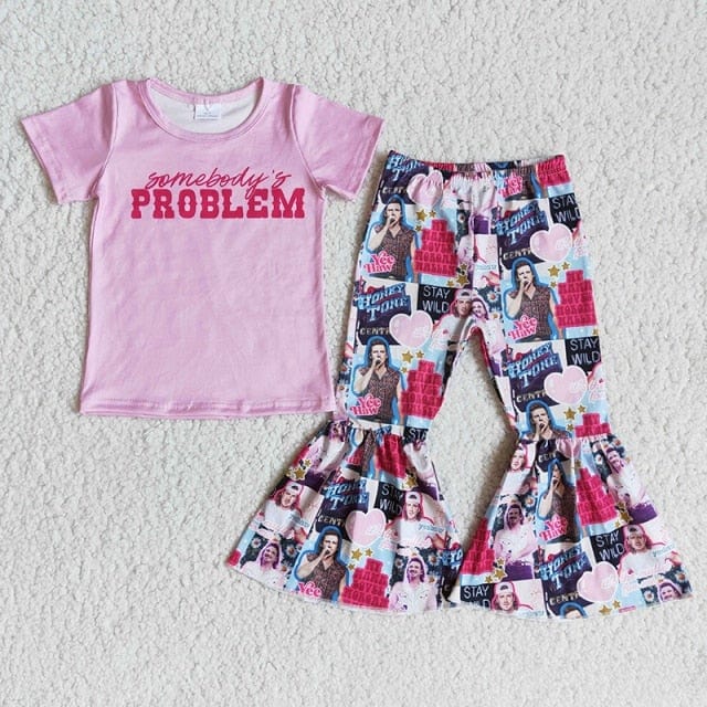 Kids Boutique - Baby Girls Singer Outfit, Red Shirt & Western Bell Pants Set