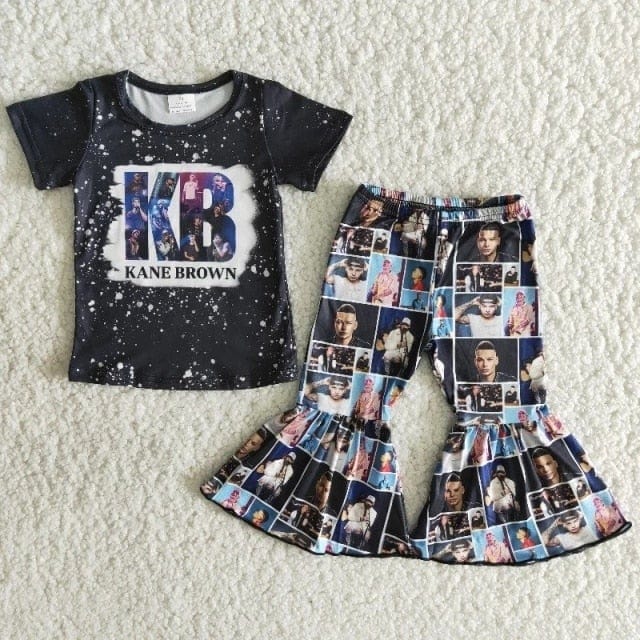 Kids Boutique - Baby Girls Singer Outfit, Red Shirt & Western Bell Pants Set