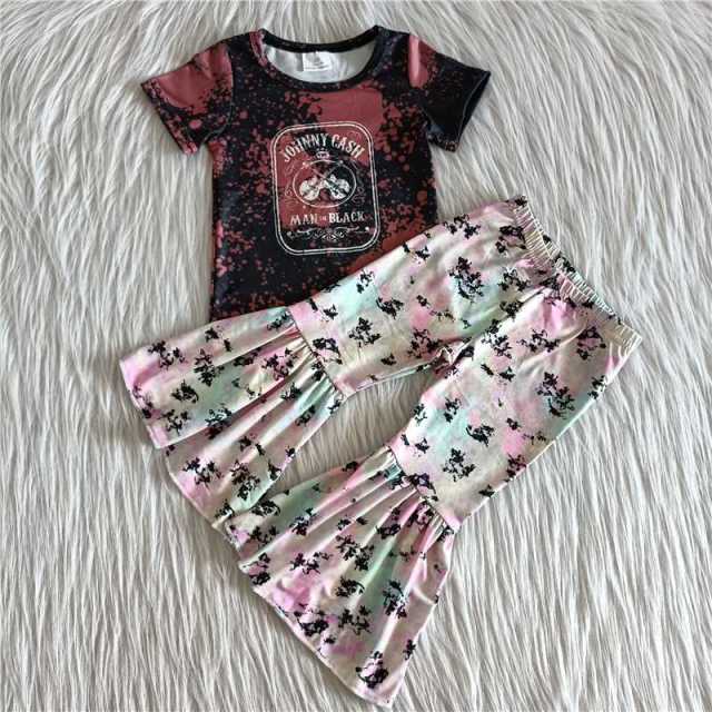 Kids Boutique - Baby Girls Singer Outfit, Red Shirt & Western Bell Pants Set