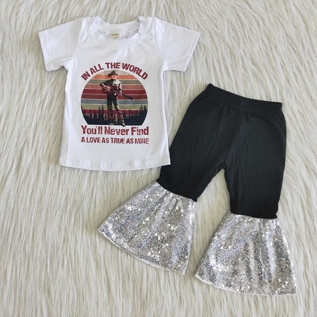 Kids Boutique - Baby Girls Singer Outfit, Red Shirt & Western Bell Pants Set