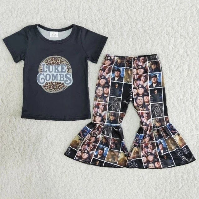 Kids Boutique - Baby Girls Singer Outfit, Red Shirt & Western Bell Pants Set