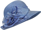 Bellady Women Organza Derby Church Wedding Fascinators Cloche Bucket Bowler Hat, Blue, One Size
