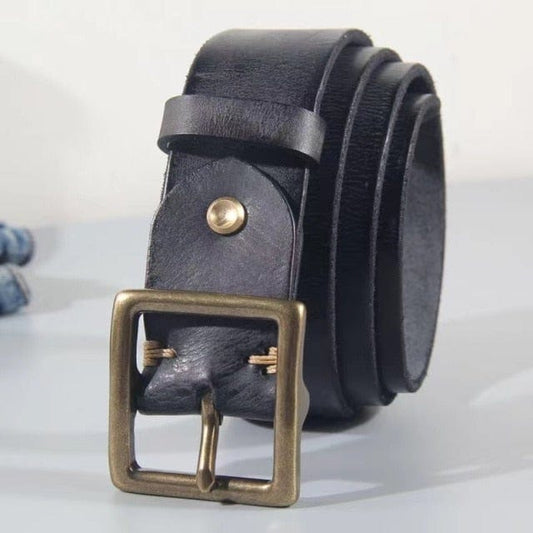 Men's Leather Belt, Dark Brown, 125cm
