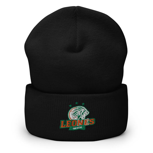 Leones de Yucatan Cuffed Beanie, Black, One Size