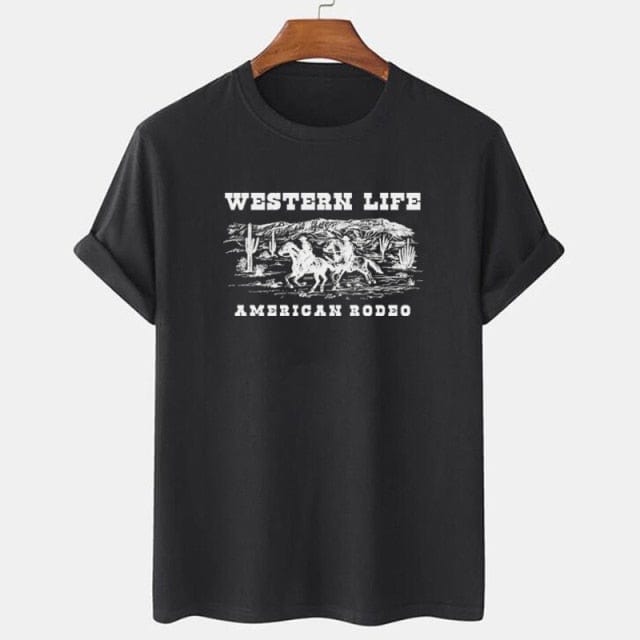 VIP HJN Cowboy Rodeo Retro Women T-Shirt Cowgirl Shirt Western Style Country Vintage T Shirt Cotton Short Sleeve Cute Aesthetic Tee
