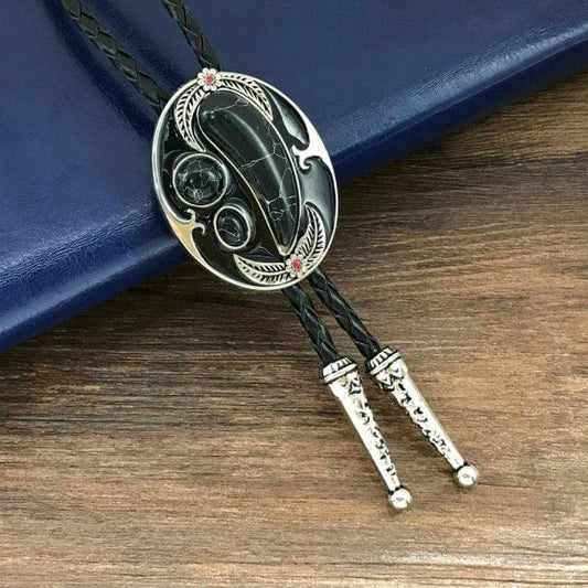 Zinc alloy BOLO tie, black, One Size
