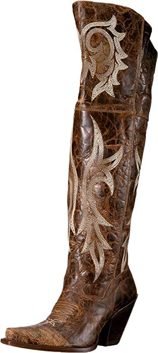 Women Knee High Western Boots, brown, us6 6.5