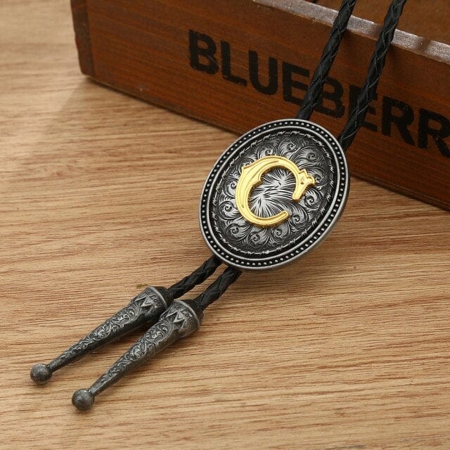 KDG western cowboy zinc alloy BOLO tie, H, One Size