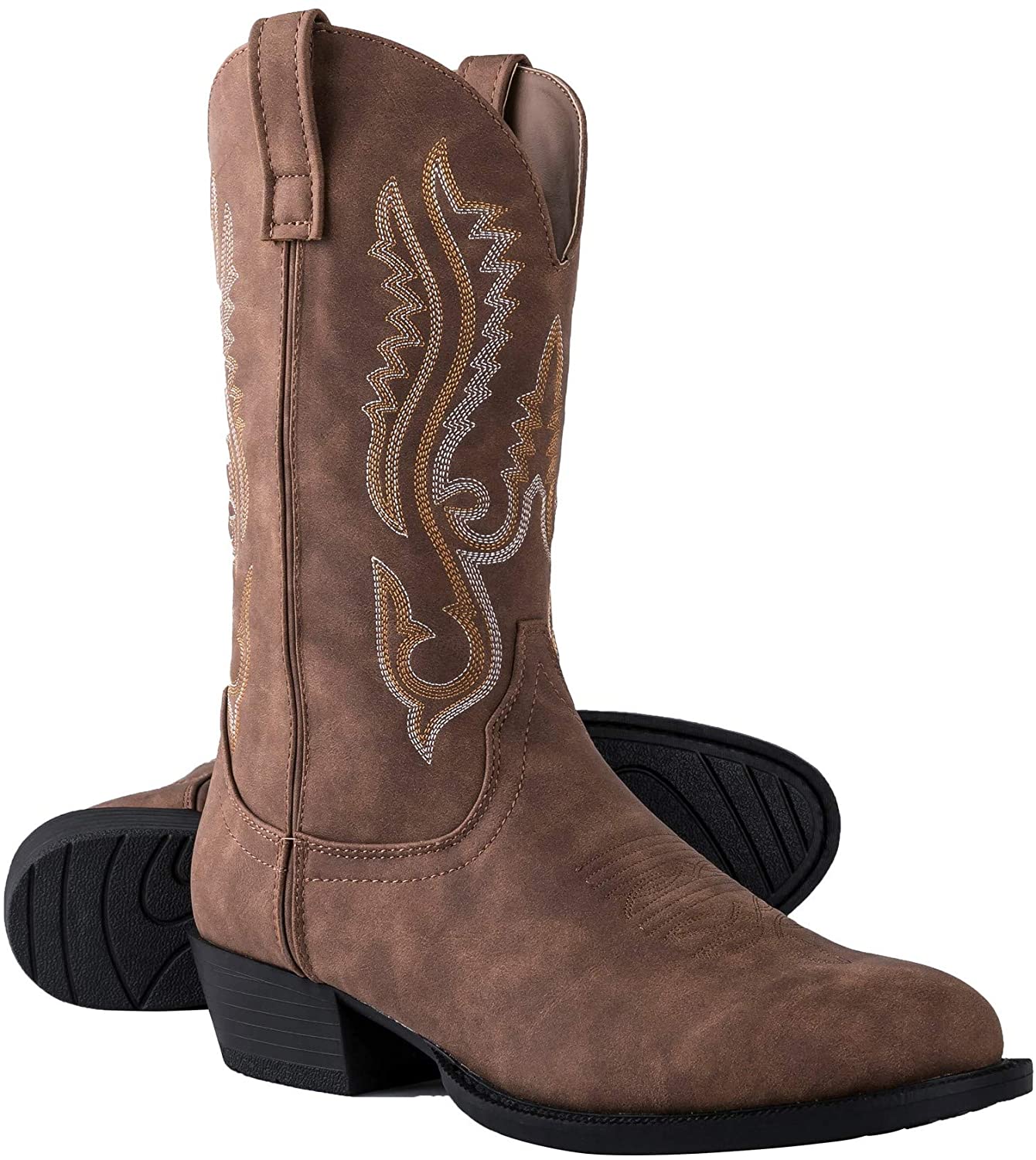 Canyon Trails Mens Classic Durable Round Toe Embroidered Western Rodeo Cowboy Boots, 8, Brown