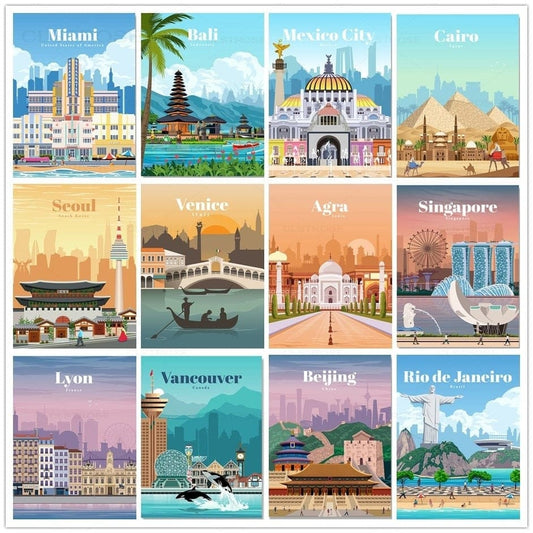 Póster de paisaje de viaje por la ciudad