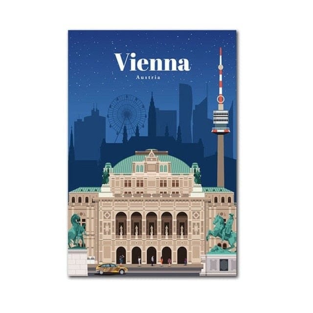 City Travel Landscape Poster , 13x18, Miami