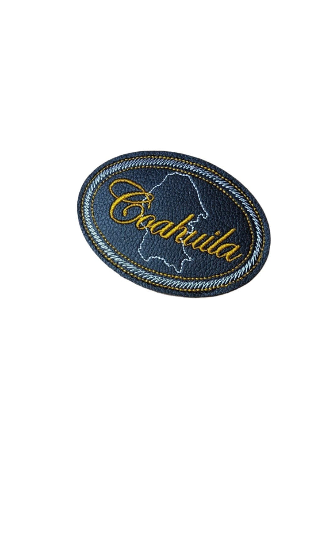 Coahuila Embroidered Patch, Snake Skin Design, 4"x3", Black PU Leather