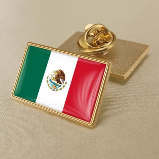 Coat of Arms of Mexico Mexican Map Flag National Emblem National Flower Brooch Badges Lapel Pins, Bronze, One Size