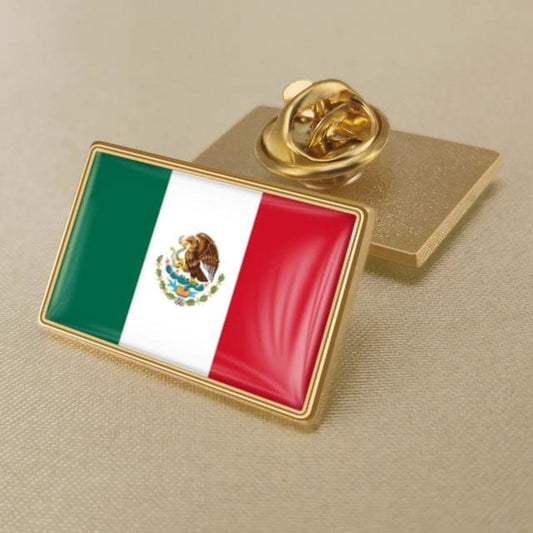 Coat of Arms of Mexico Mexican Map Flag National Emblem National Flower Brooch Badges Lapel Pins, Bronze, One Size