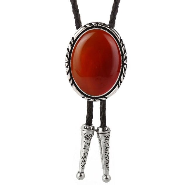 Natural Stone BOLO Necktie, Coral Red, One Size