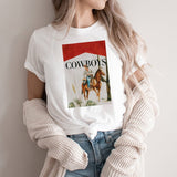 Cowboy Western Rodeo Horse T-Shirt – Women's Summer Short Sleeve Graphic Tee Casual Top