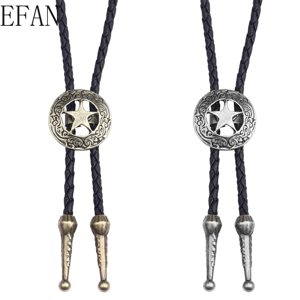 Cowboy Star Bolo Tie, Ancient Silver Sheep, One Size