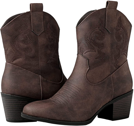 GLOBALWIN Women's Western-Inspired Cowboy Boots, 5.5, 19yy16 Black2