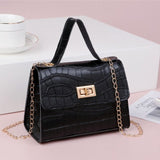 Women's Crocodile Pattern PU Leather Clutch Bag, black, One Size