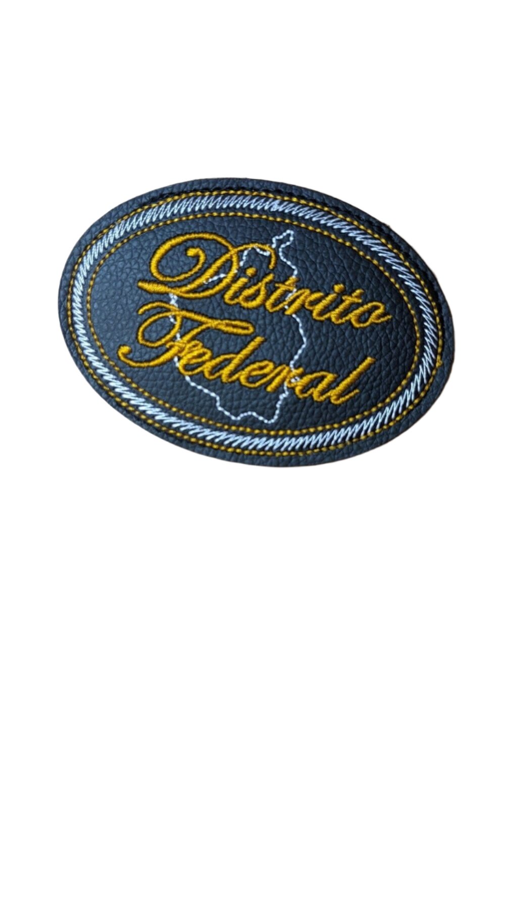 Distrito Federal Embroidered Patch, Snake Skin Design, 4"x3", Black PU Leather