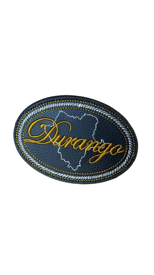 Durango Embroidered Patch, Snake Skin Design, 4"x3", Black PU Leather