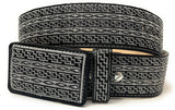 Embroidered Leather Western Belt, Brown, 34