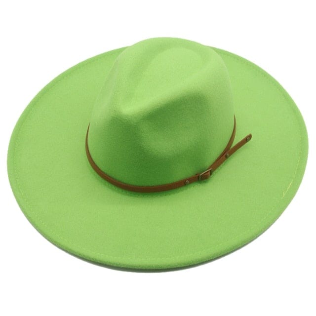 Sombreros Fedora de invierno para mujeres y hombres: ala grande de 9,5 cm, banda lisa, cinturón, color caqui y negro, estilo vaquero/jazz para exteriores